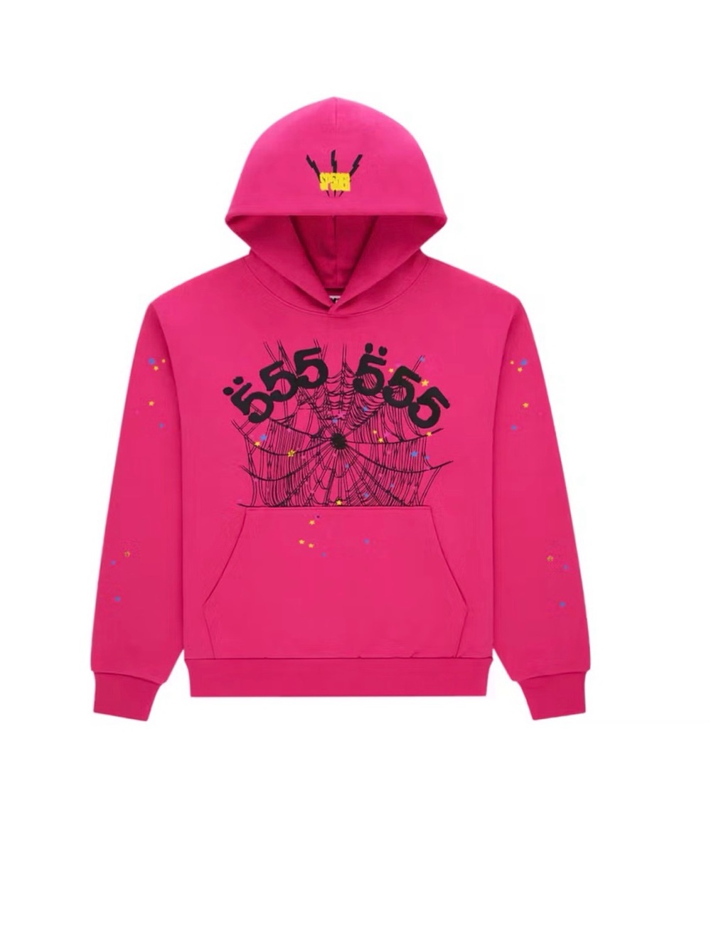 Young thug brand " Sp5der " Pink Graphic Hoodie with Web Design: OG logo.